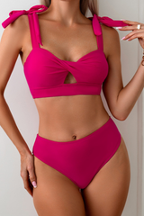 Women's Twist-Front Bra Two Piece Bikini Set