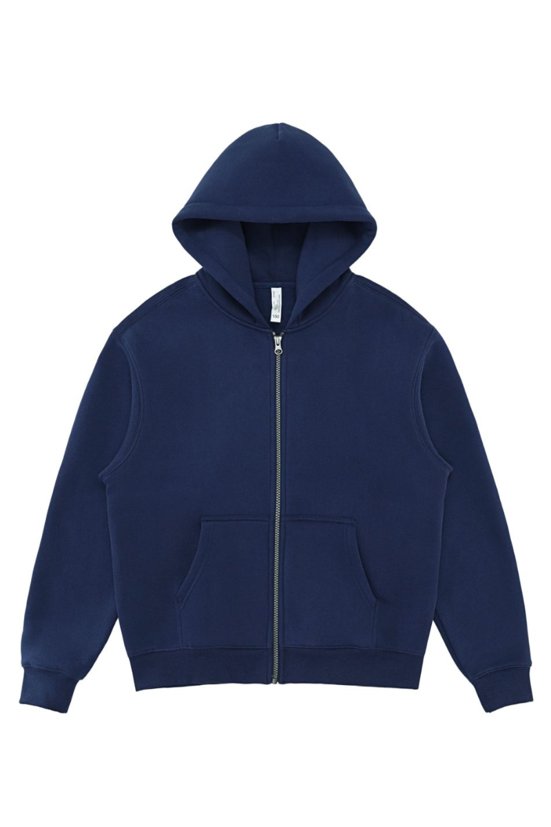 Unisex Fall 350G  Fleece Zip Up Relaxed  Solid Jacket