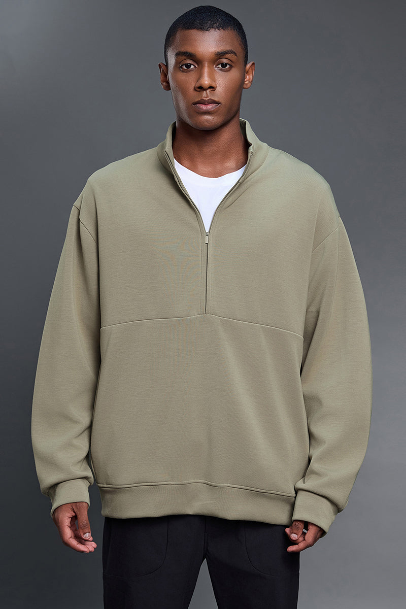 Men Air Layer Half-Zip Comfortable Loose Hoodie