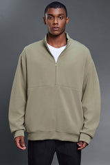 Men Air Layer Half-Zip Comfortable Loose Hoodie