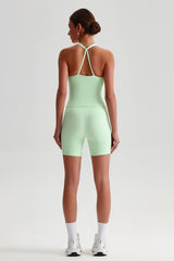 Women Solid Naked Sensation Yoga Set: High-Waisted Sculpting Shorts + Crisscross Back Support Bra
