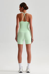 Women Solid Naked Sensation Yoga Set: High-Waisted Sculpting Shorts + Crisscross Back Support Bra