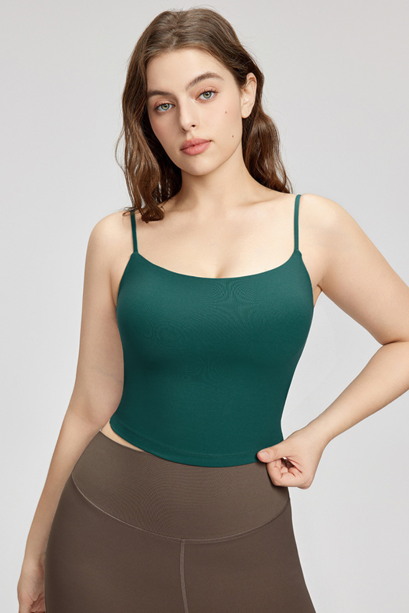 Plus Size Women Thin Strap Bare Feel Cut Out Sport Tank Top