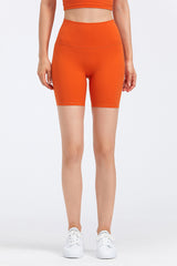 Solid High-Waisted Stretch Sports Shorts