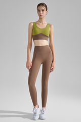 Women's Sports Sets:Color Block Wide Strap Bra And Leggings