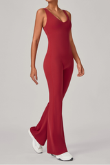 Women's Athletic U-neck Backless One-piece Jumpsuits