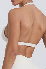 Women Hanging Neck Backless Nude Tight Quick Dry Outdoor Running Fitness Yoga Sports Bra Underwear