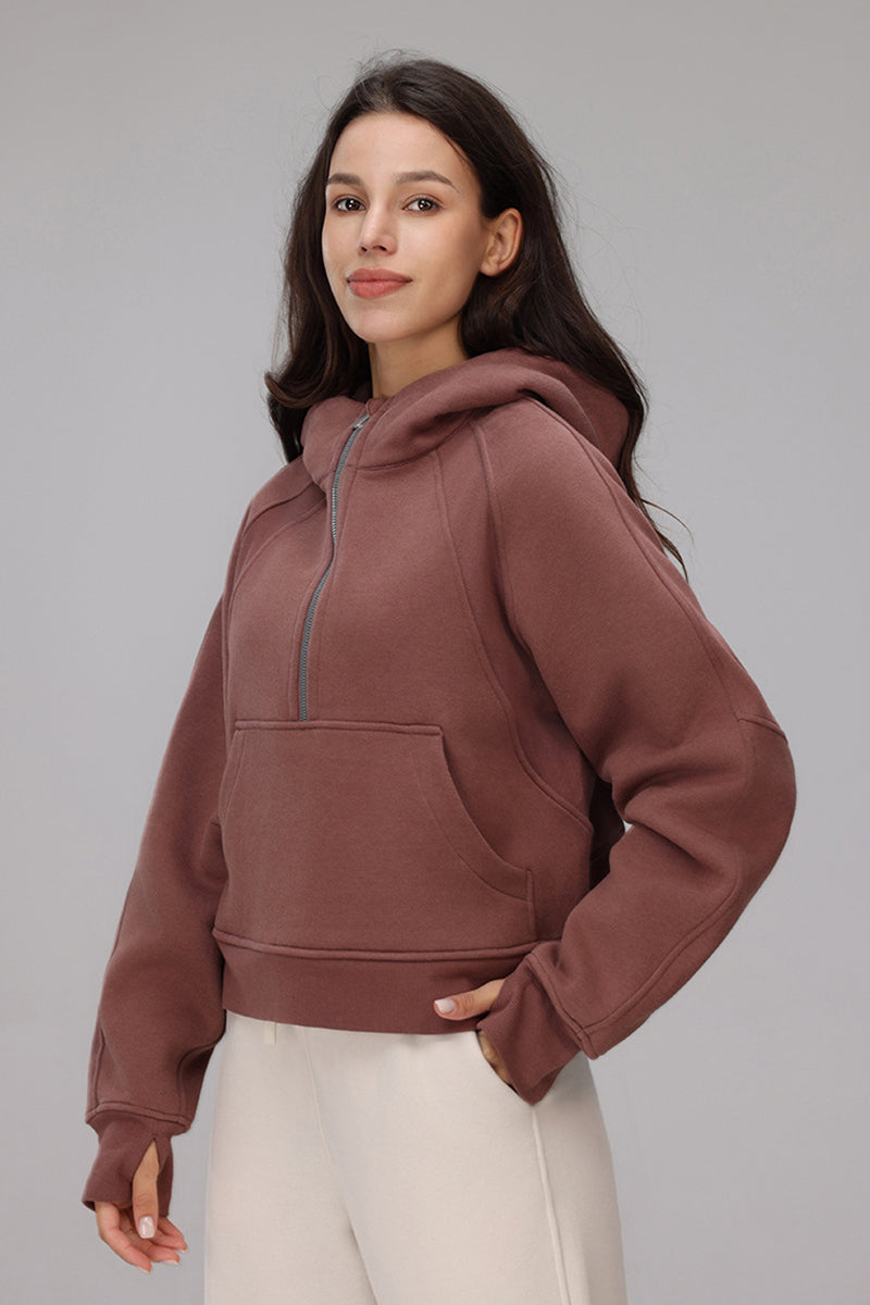 Women Cropped Fleece Hooded Hoodie