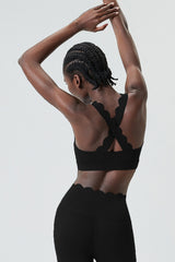 Women Wave-Edge Double-Strap High-Impact Quick-Dry Sports Bra