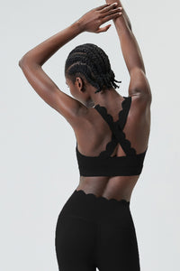 Women Wave-Edge Double-Strap High-Impact Quick-Dry Sports Bra