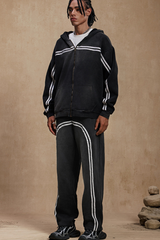 Zipper-fastened hoodie and pants set
