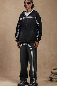 Zipper-fastened hoodie and pants set