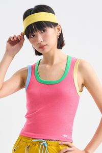 Women's Dopamine Color-Block Cropped Ribbed Tank Top
