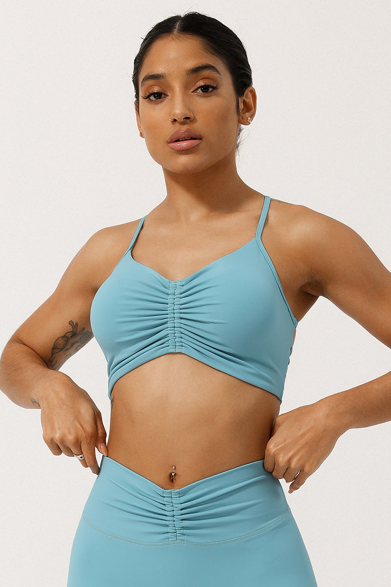 Women'S Pleated Cross Back Sport Bra