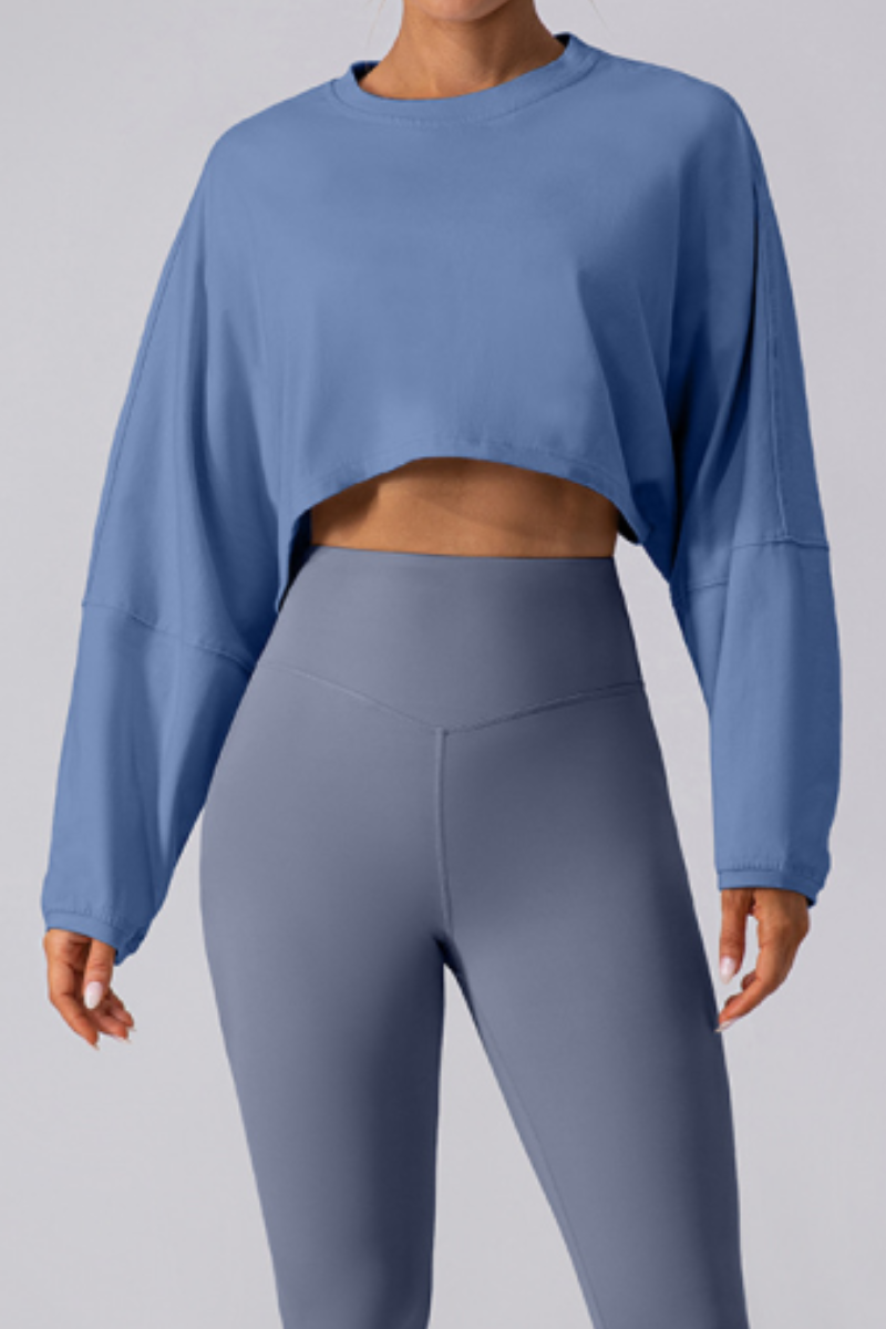 Women's Oversized Drop Shoulder Crew Neck Cover-Up Top