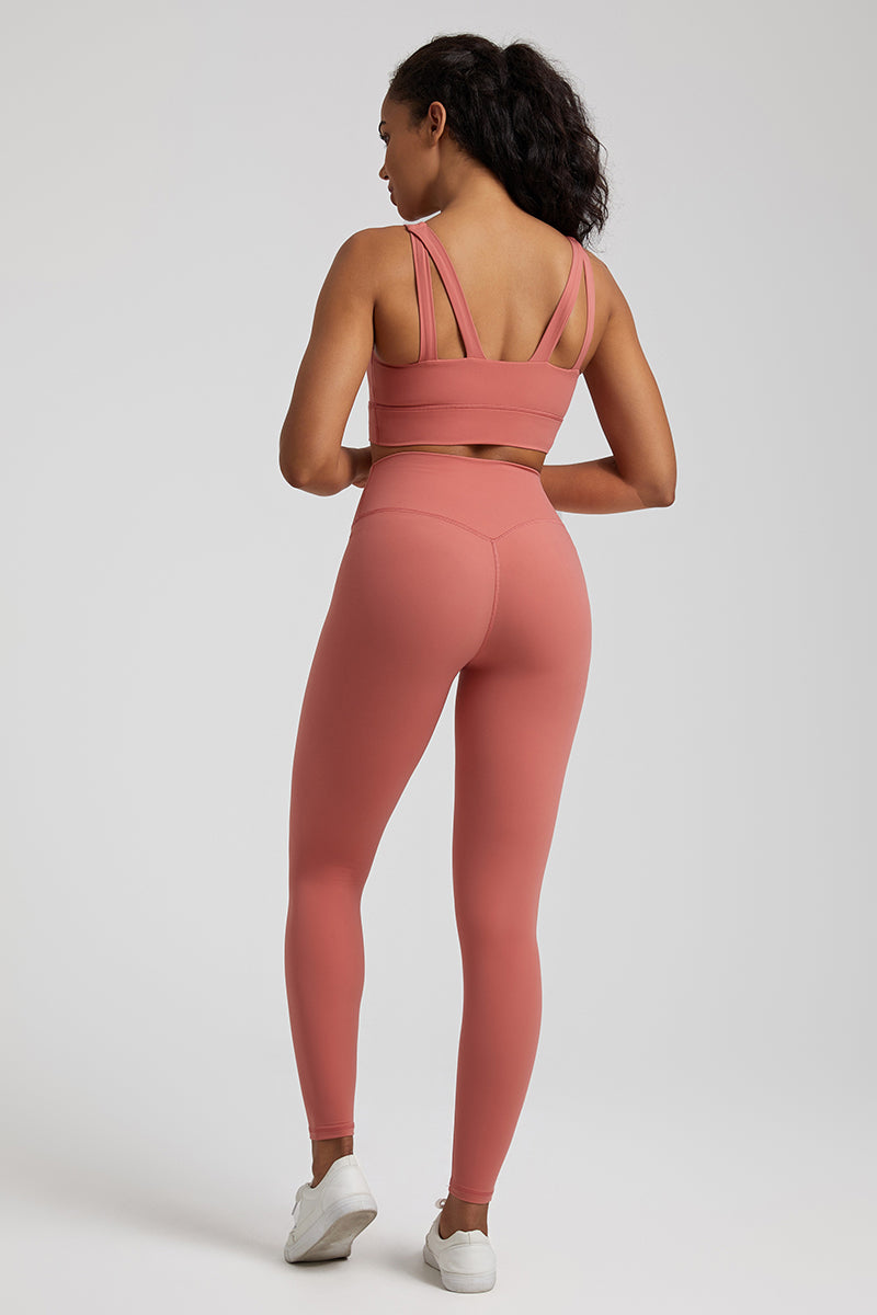 Double Strap Bra + 2-Piece Sports Leggings Set