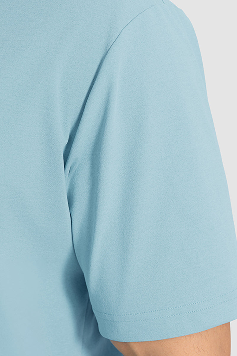 Men Casual Short Sleeve Quick-Dry Breathable Elastic Fitness Running Round-Neck Solid Color T-Shirt