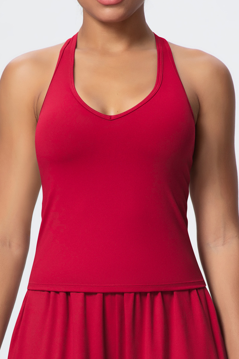 Women’s V-Neck Halter Open-Back Sports Tank