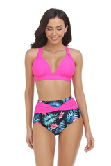 Women's V-neck Color-Blocked Cross Back two-piece Bikini