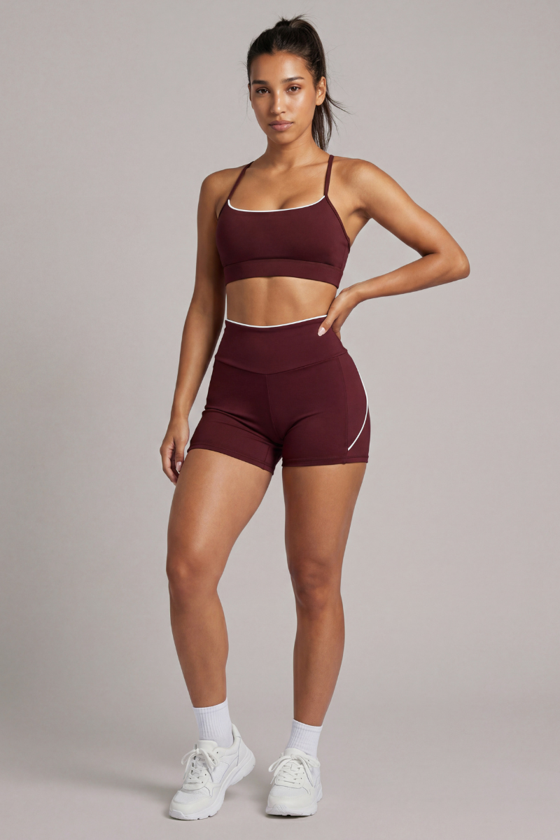 Women's Y-Back Bra & High Waist Bike Shorts Workout Sets