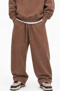 Unisex Fall Washed Adjustable Drawstring Hem Sweatpants