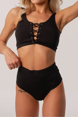 Women's Front Tie U-Back Wide Strap Bikini Set - 2pcs