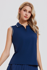 Women's Color Block Sleeveless Polo Athletic Tennis Tank Top
