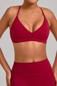 Women's Athletic Triangle Cup Adjustable Open-Back Bra