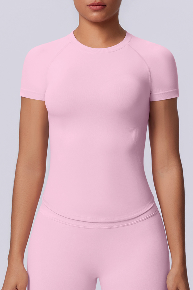 Women's Summer Seamless Solid High Stretch Breathable Tee