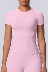 Women's Summer Seamless Solid High Stretch Breathable Tee
