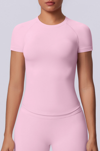 Women's Summer Seamless Solid High Stretch Breathable Tee