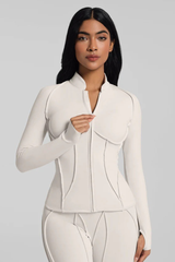 Women's Athletic Seam Detail Finger Cuffs Yoga Jacket