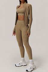 Women Gold Foil Fabric Sports Leggings
