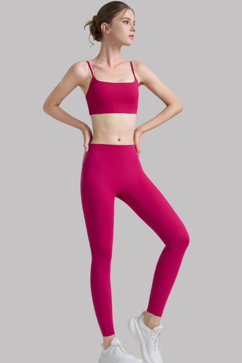 Women's Thin-Strap Bra And No Front Seam Lycra Leggings Sets