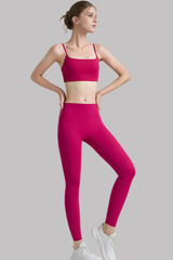 Women's Thin-Strap Bra And No Front Seam Lycra Leggings Sets