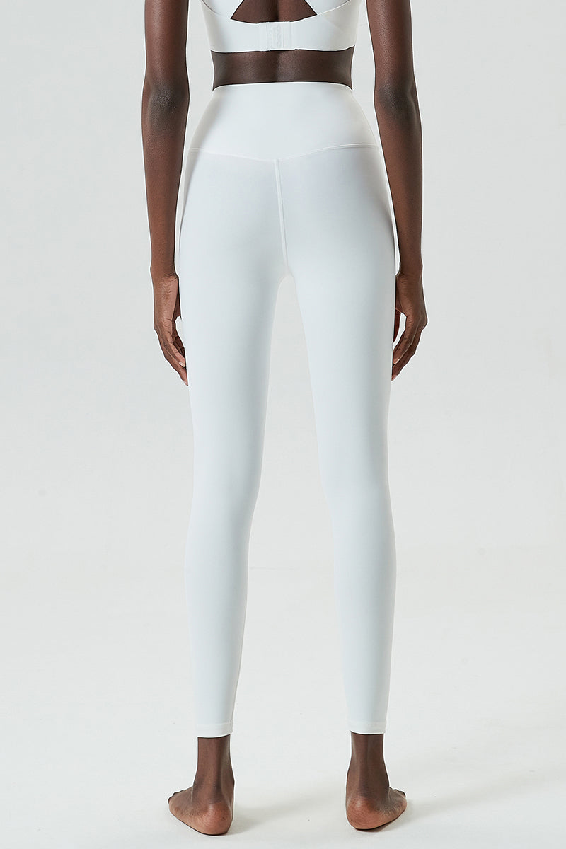 Solid high-waisted sports leggings