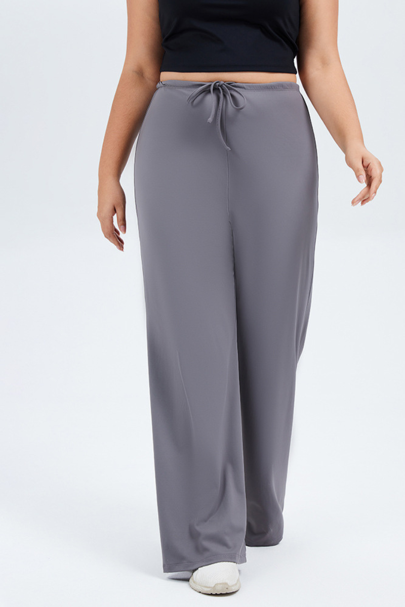 Plus Size Women's Drawstring Waist Loose-Fit Yoga Wide-Leg Pants