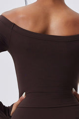Women Off-Shoulder Sculpting Fitness Long Sleeves