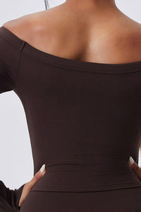 Women Off-Shoulder Sculpting Fitness Long Sleeves