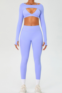 Women's Set:Cross Back Triangle Cup Bra & Tank Top & Leggings