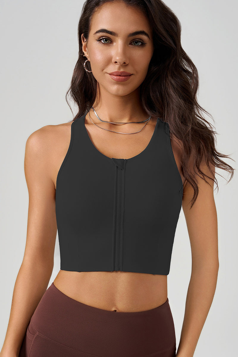 High Support I Back Front Zipper Yoga Sports Bra