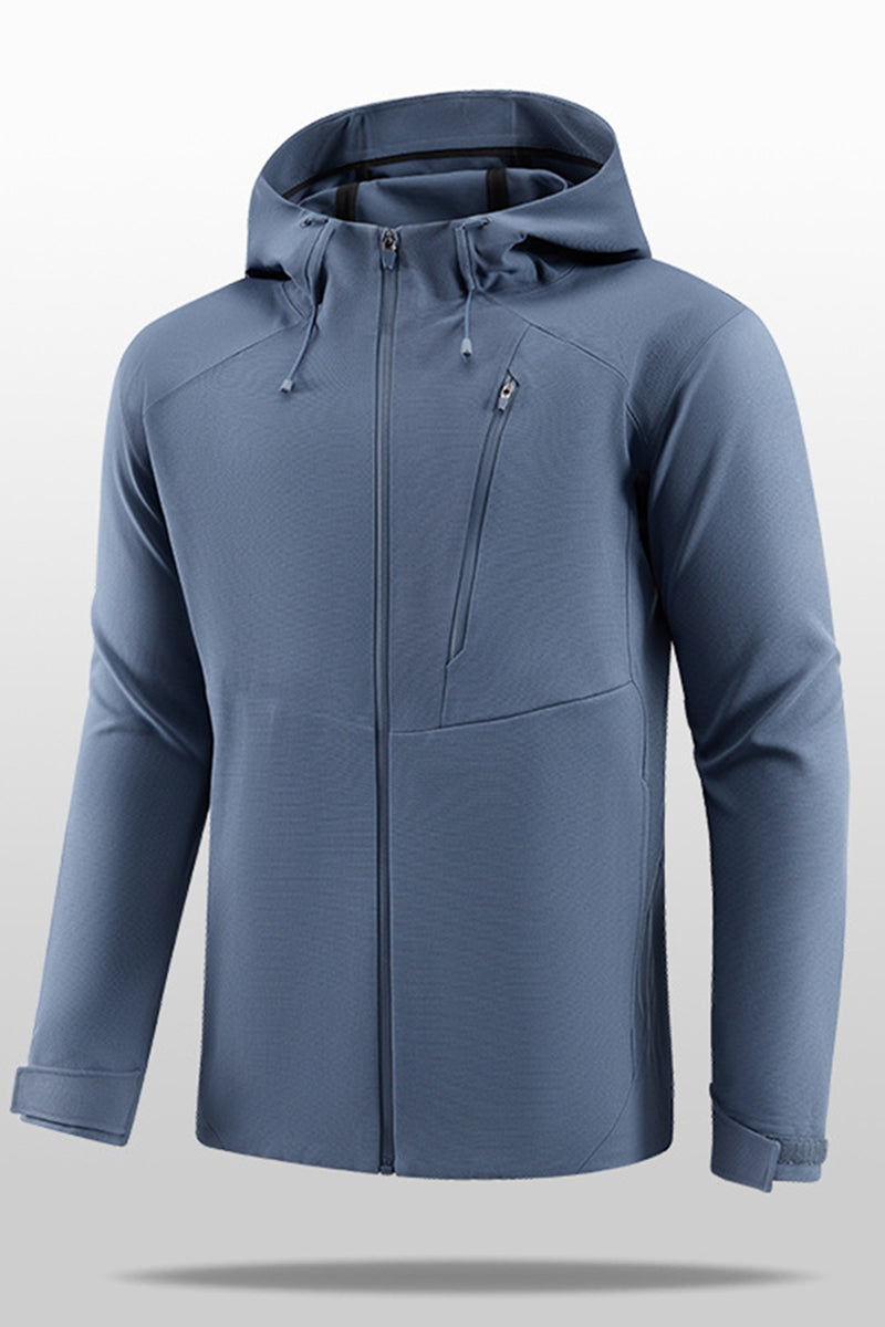 Men Hooded Cold-Resistant Quick-Dry Outdoor Training Running Jacket