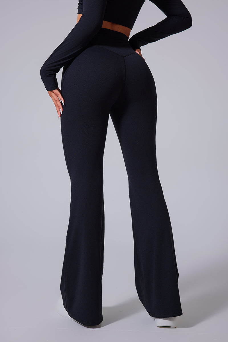 Women'S Brushed V-Shaped High-Waisted Skinny Sculpting Sports Bell Bottoms