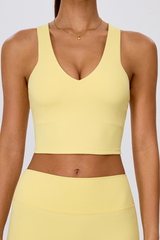 Women's Athletic V Neck Y Back Padded Yoga Bra