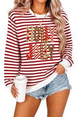 Women's Fall Christmas Festival Stripe Printed Pullover