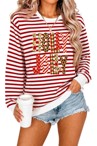 Women's Fall Christmas Festival Stripe Printed Pullover
