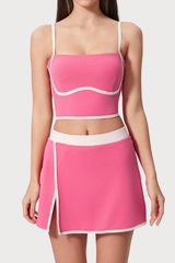Women's Set Color Block - Strappy Bra Lined Skirt 2-Piece