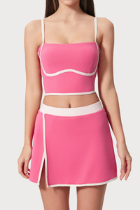 Women's Set Color Block - Strappy Bra Lined Skirt 2-Piece