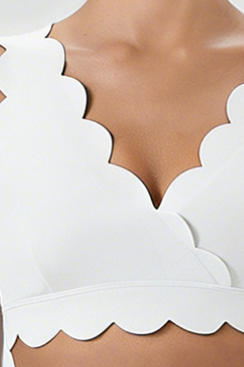 Women's Scalloped Edge Sets:Sports Bra &  High-Waist Legging