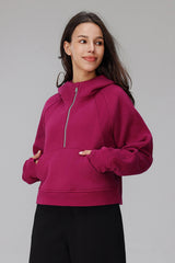 Women Cropped Fleece Hooded Hoodie